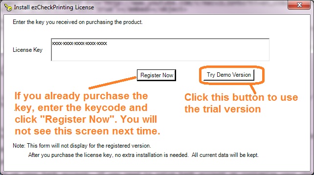 Free license key for ez check printing
